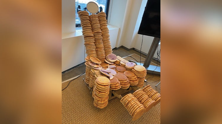 Weird Junk 2024 Pancake Chair Real functioning armchair made of pancakes