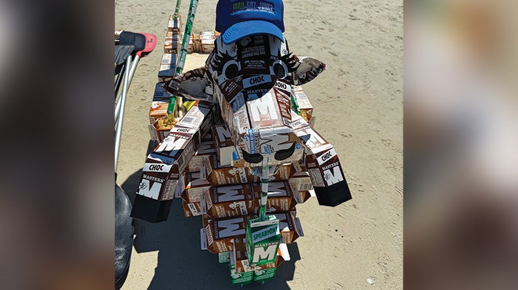 Weird Junk 2024 Chocolate mil cow Cow statue made of milk cartons