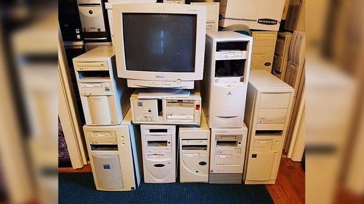 Large stack of white computers submitted by @jmj1982 Large stack of white computers submitted by @jmj1982