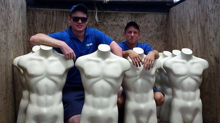 Seven white mannequin torsos in a 1-800-GOT-JUNK? truck Seven white mannequin torsos in a 1-800-GOT-JUNK? truck